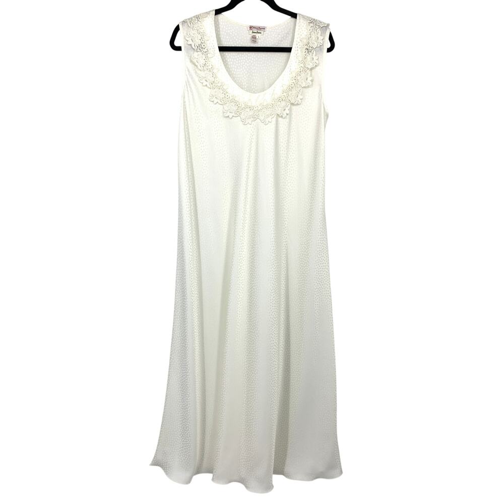 Liliana Puccini Firenze Neiman Marcus L Ivory Lace Trim Nightgown Made Italy